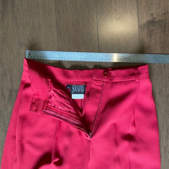 Red TailoredWide Leg High Waist Drape Slacks Pants - Picture 6 of 6